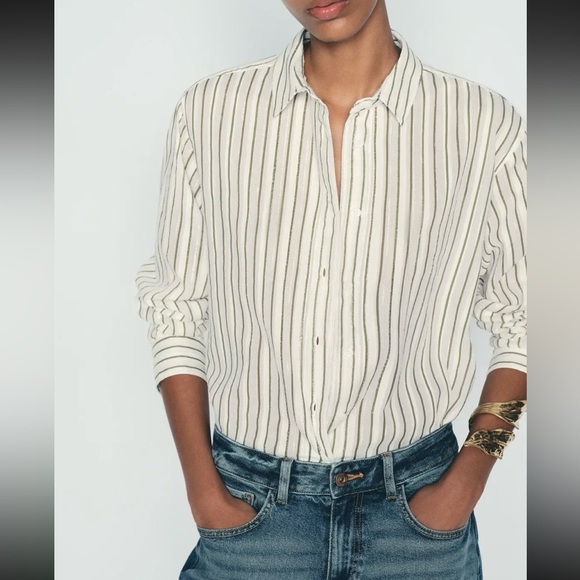 New ZARA Textured Strapped Shirt - Picture 1 of 6
